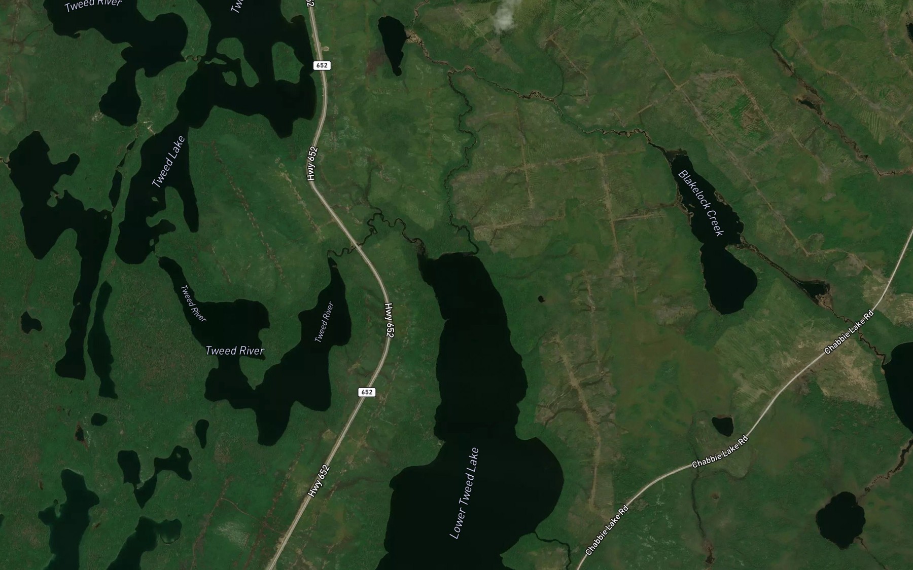 Satellite map of the North Tweed River