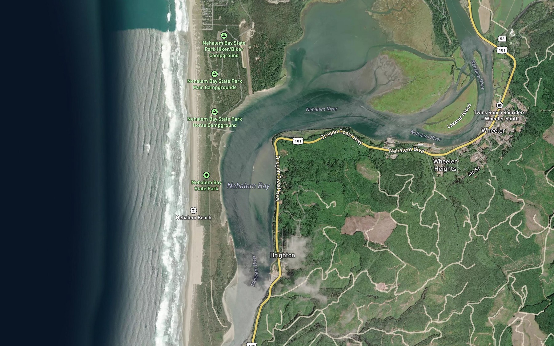 Satellite map of the Cheviot Creek