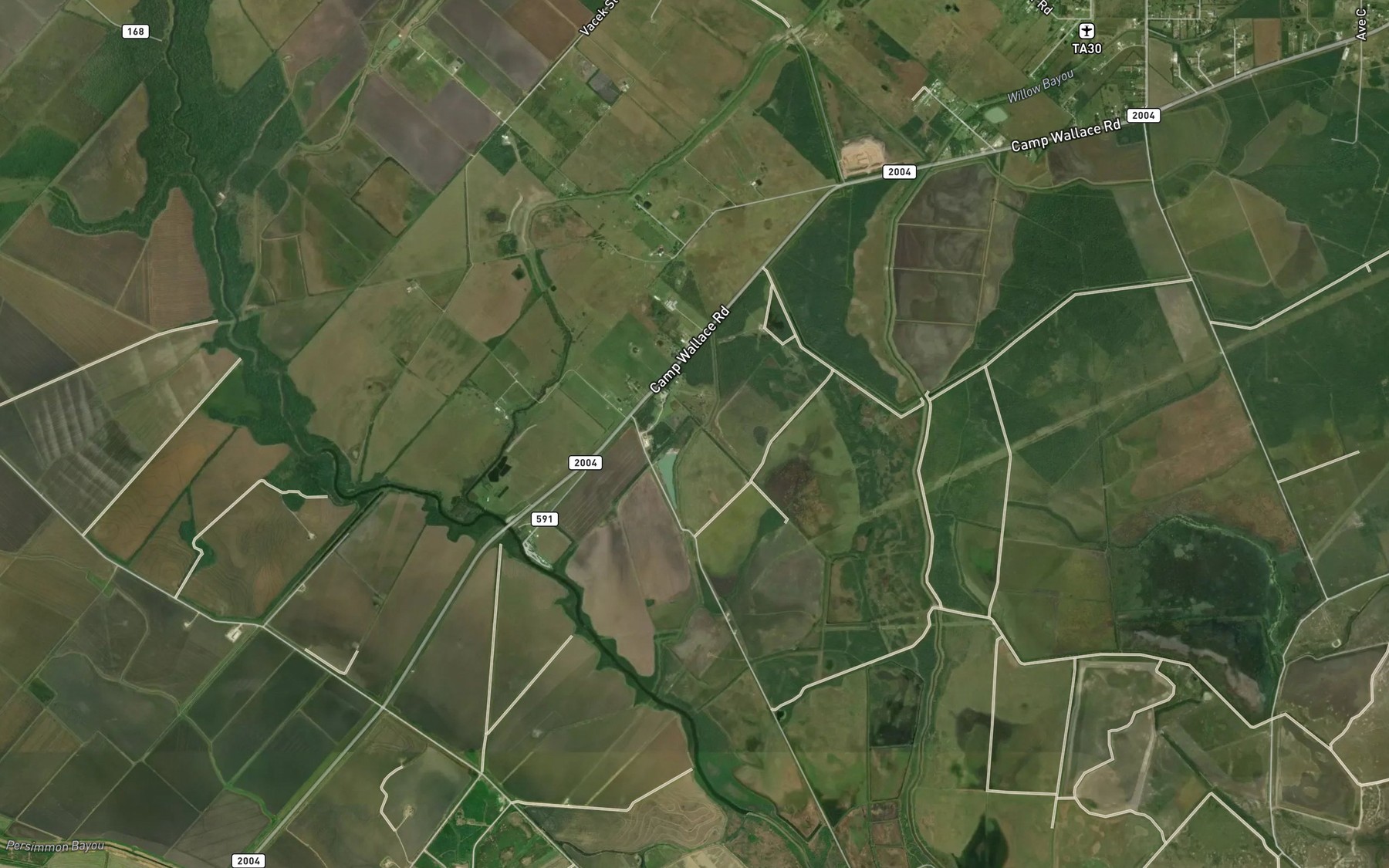 Satellite map of the Oak Ditch