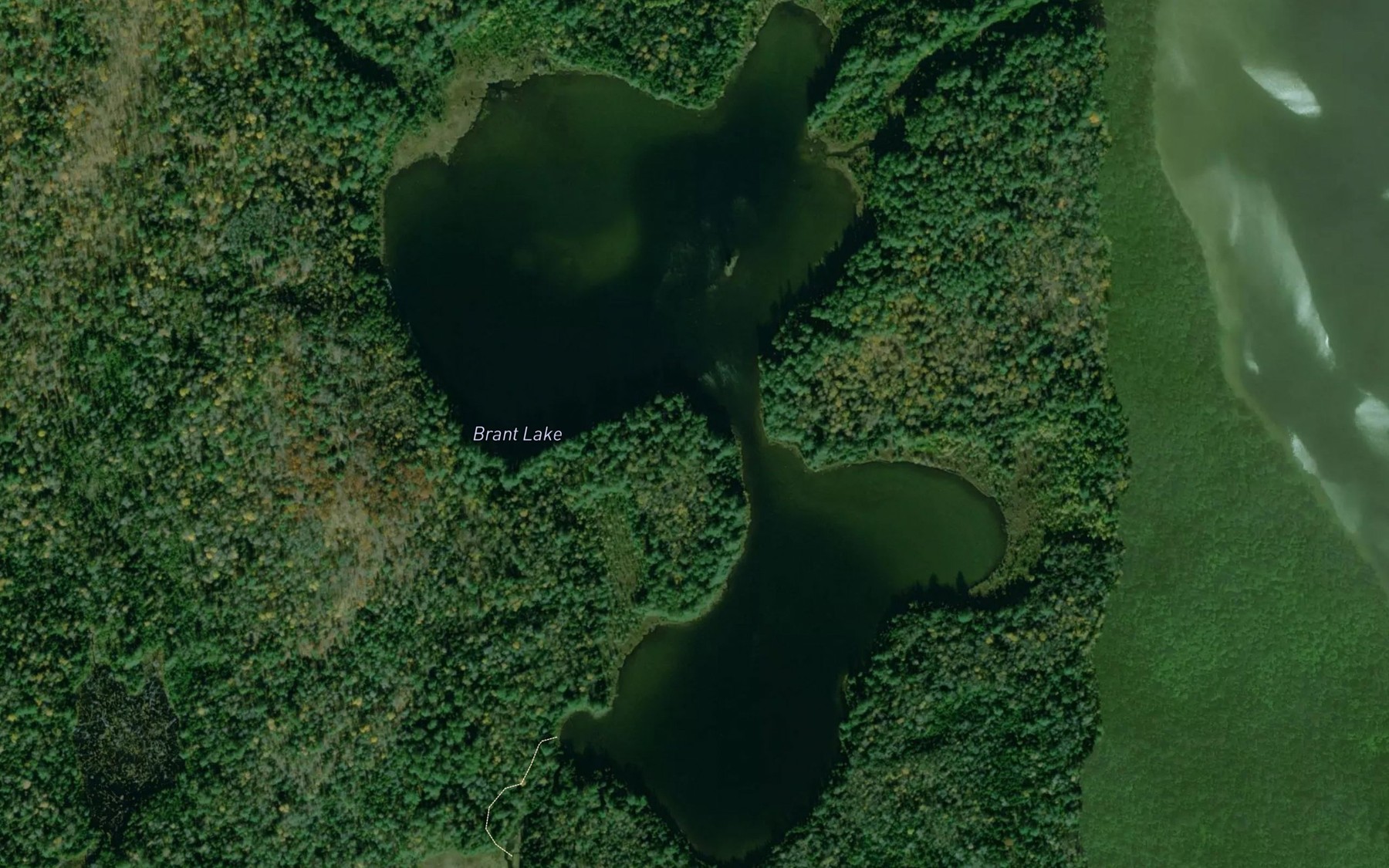 Satellite map of the Brant Lake