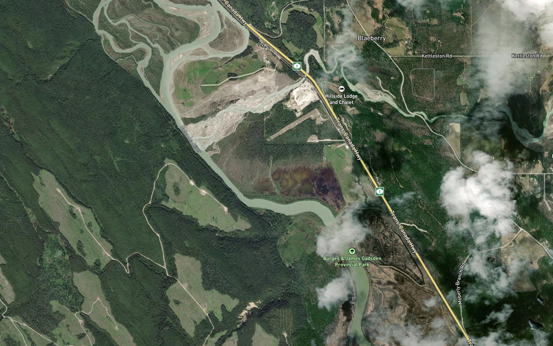 Satellite map of the Lang Creek