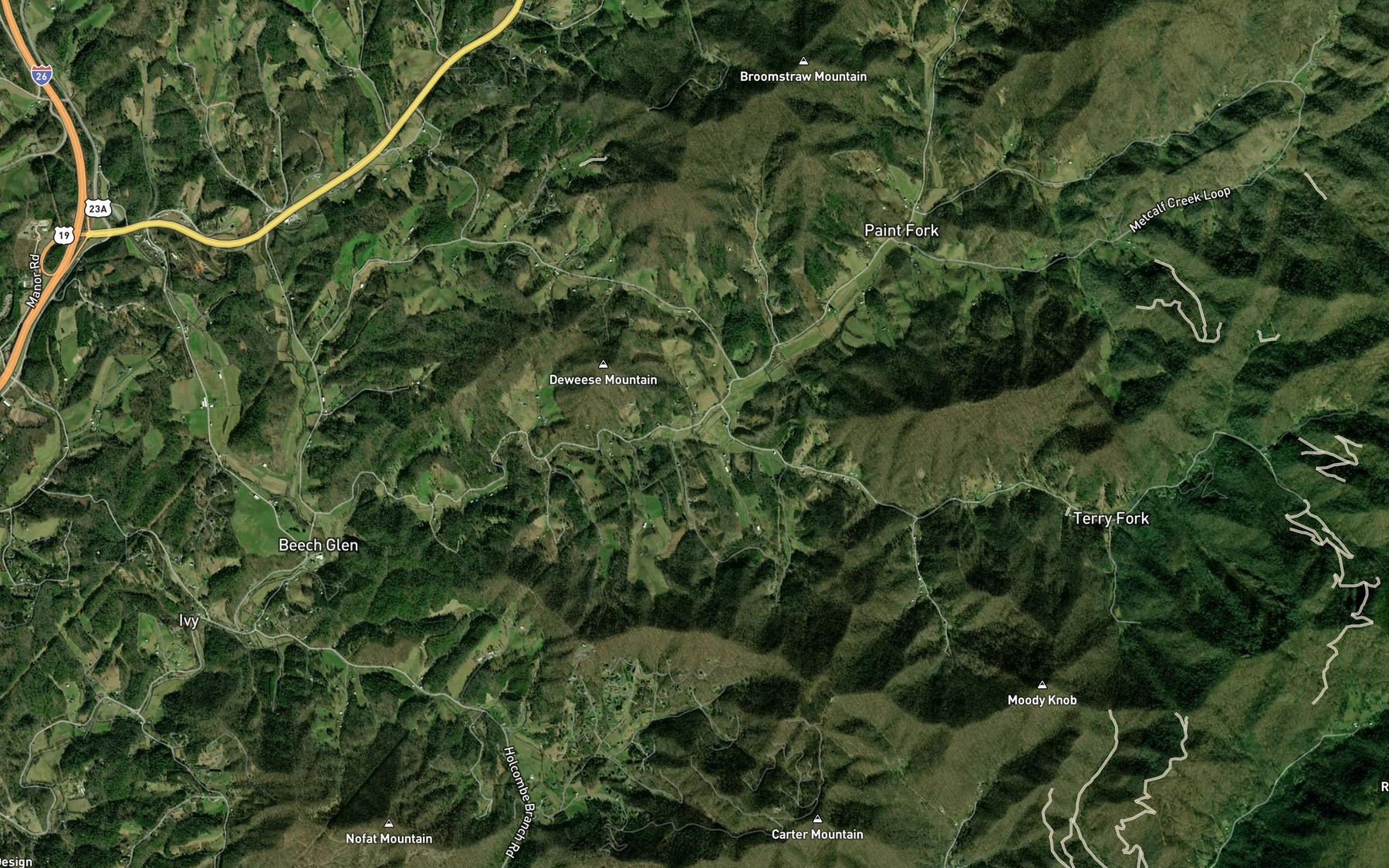 Satellite map of the Terry Fork