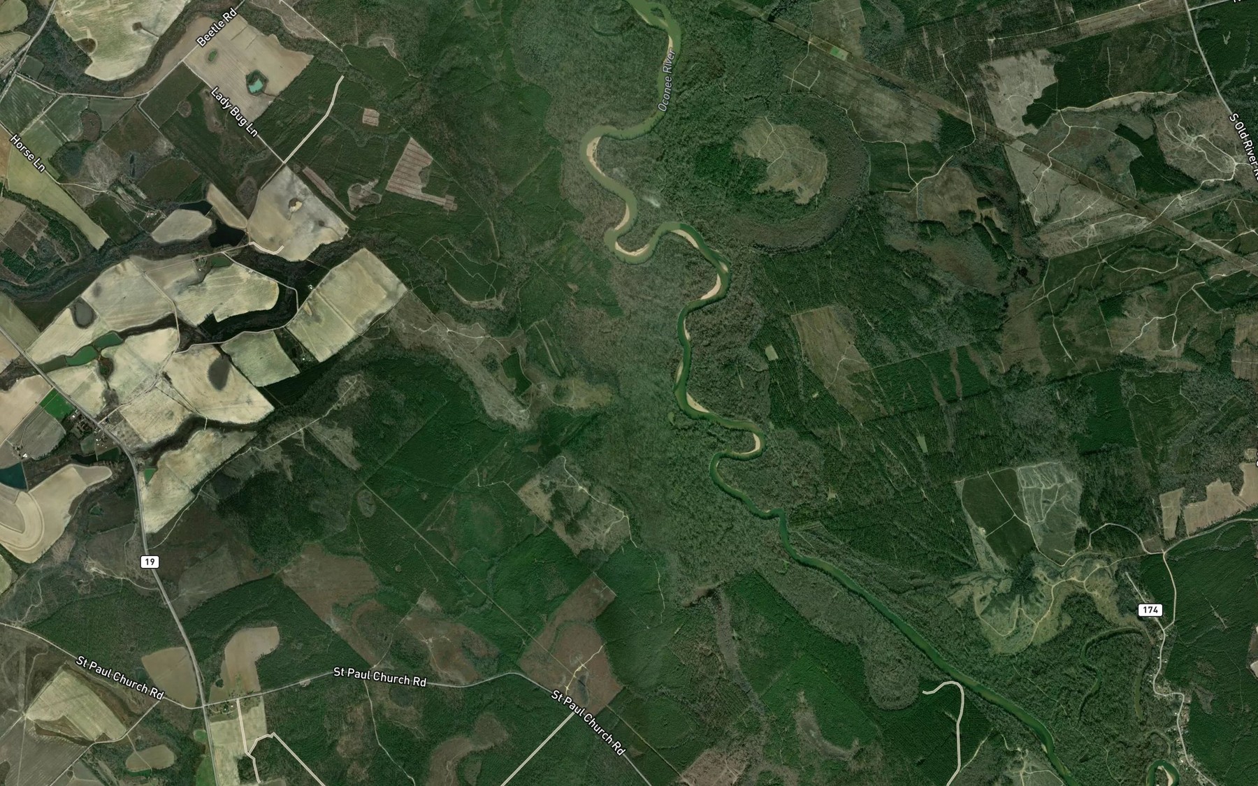Satellite map of the Crooked Creek