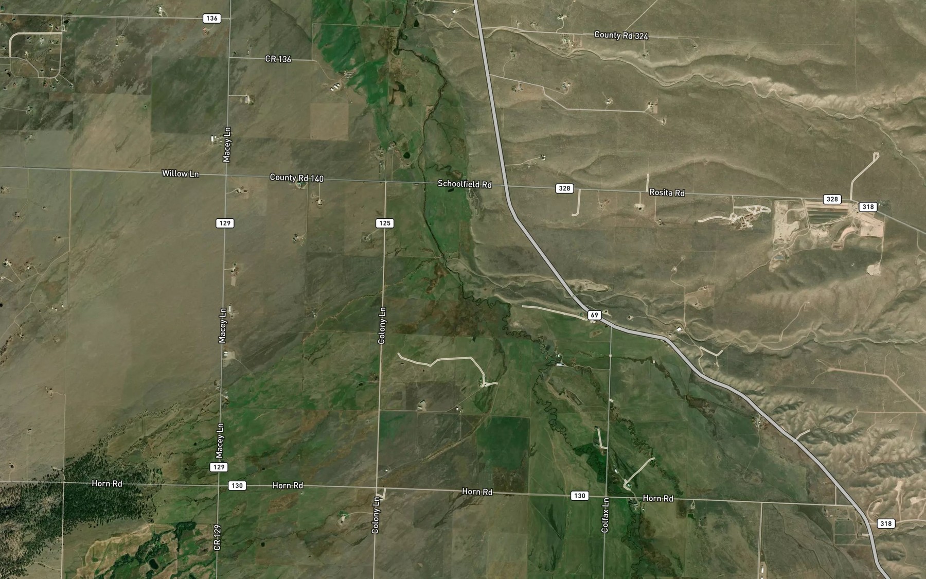Satellite map of the Stanton Creek