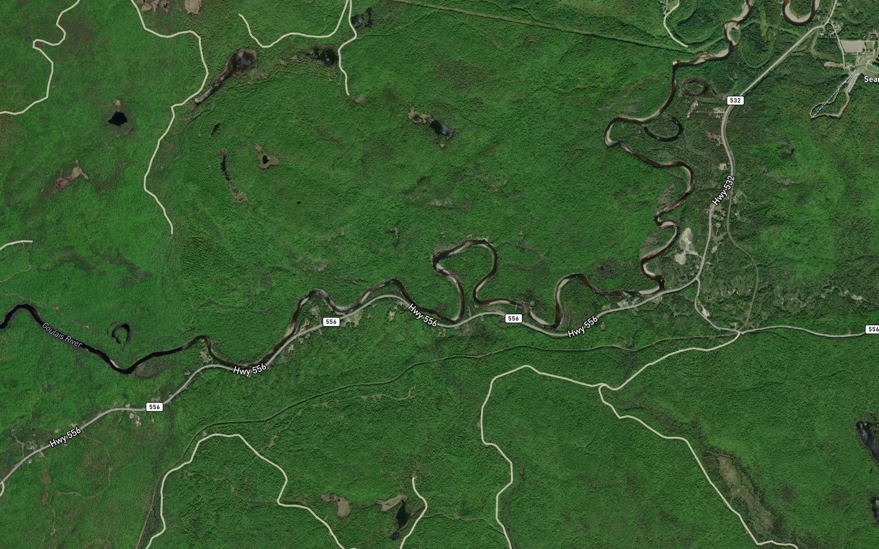 Satellite map of the Rainbow Creek