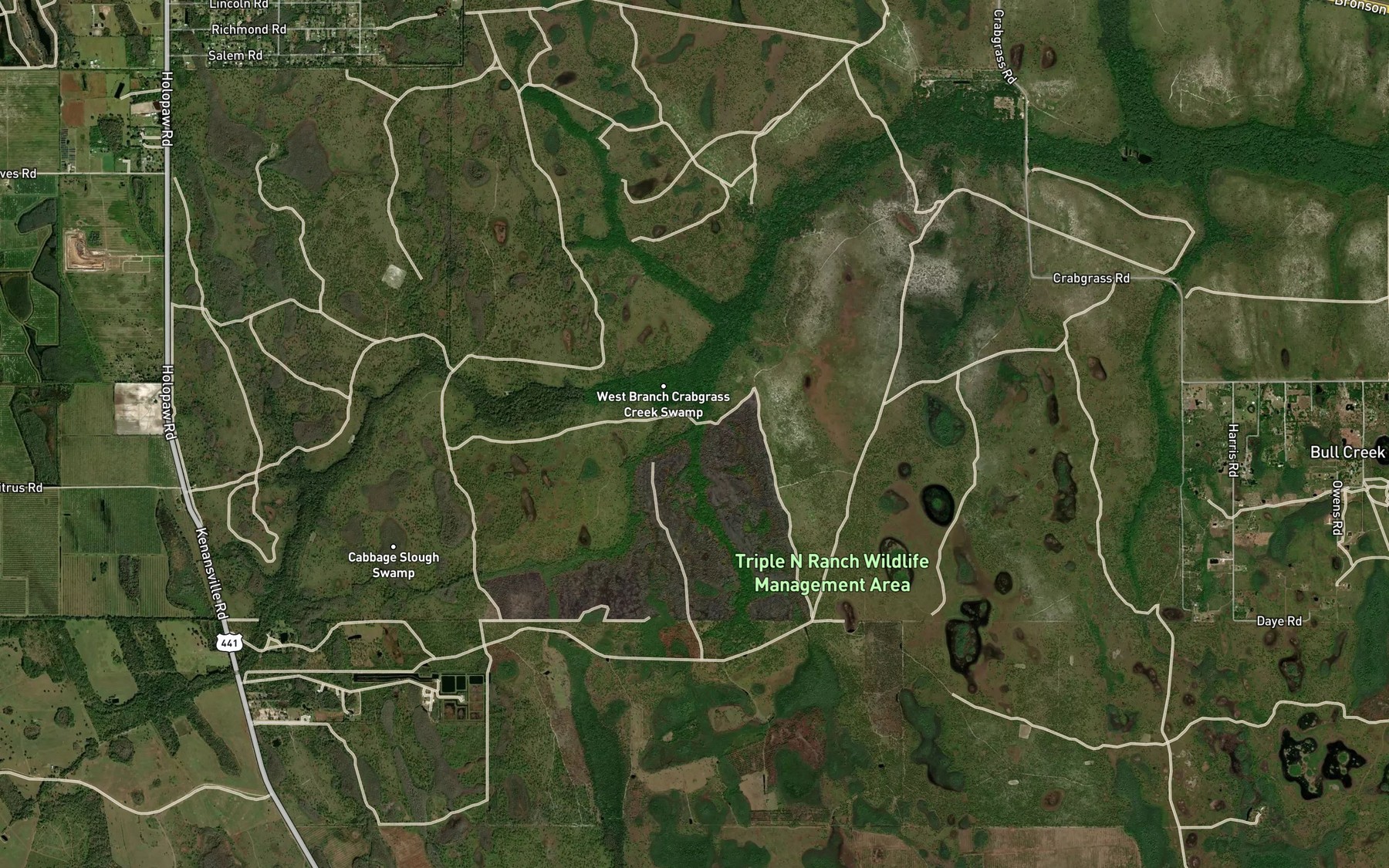 Satellite map of the Cabbage Slough