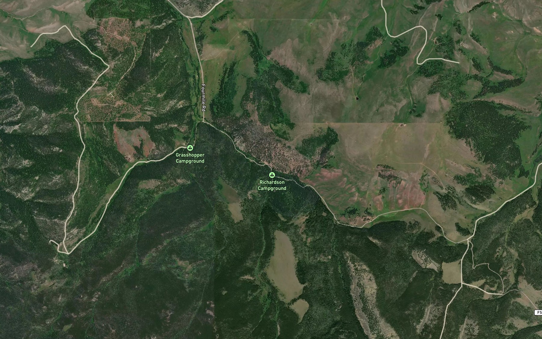 Satellite map of the Richardson Creek