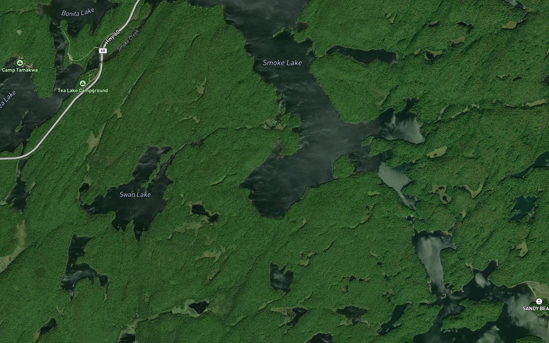 Satellite map of the Swan Creek