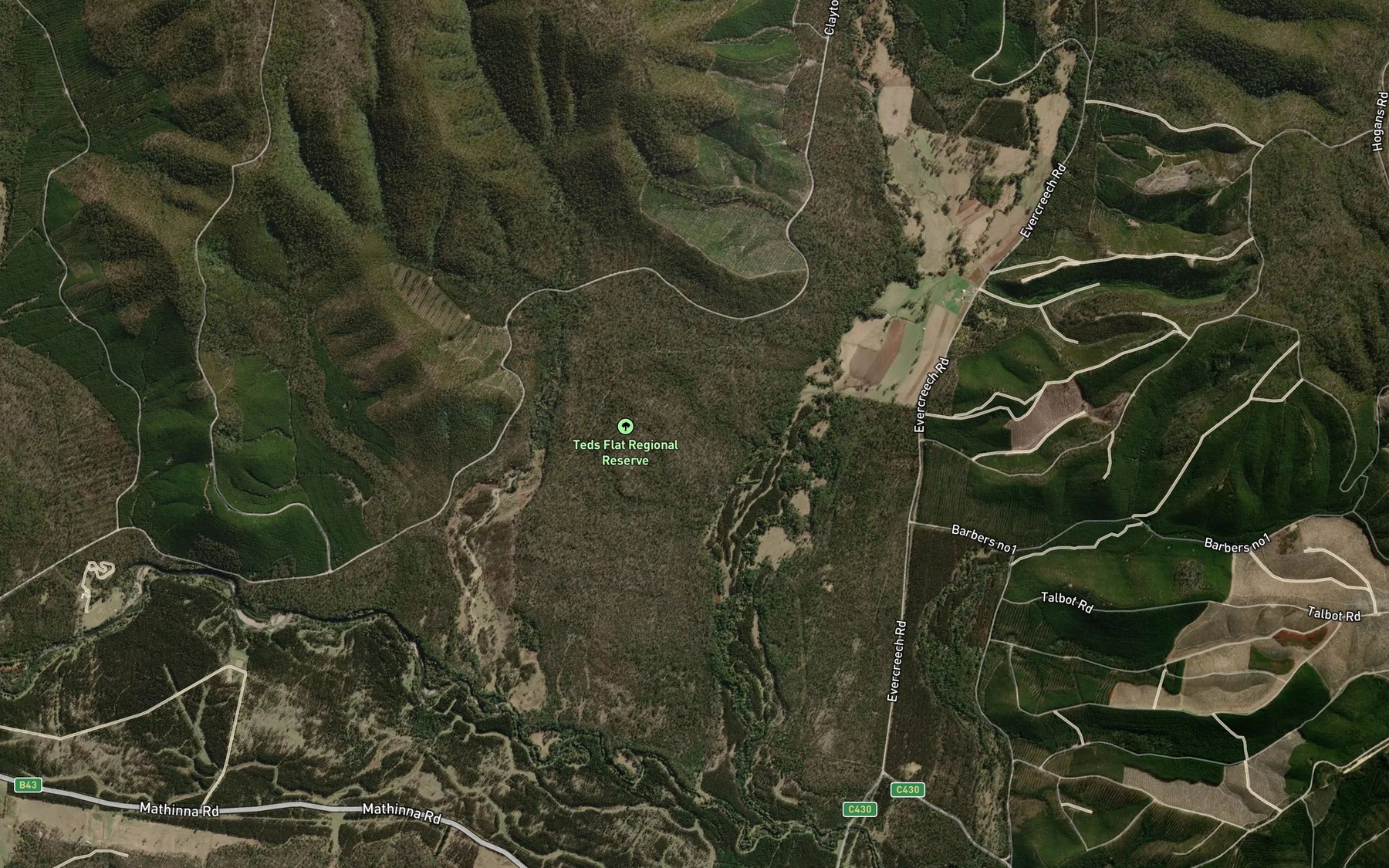 Satellite map of the Evercreech Rivulet