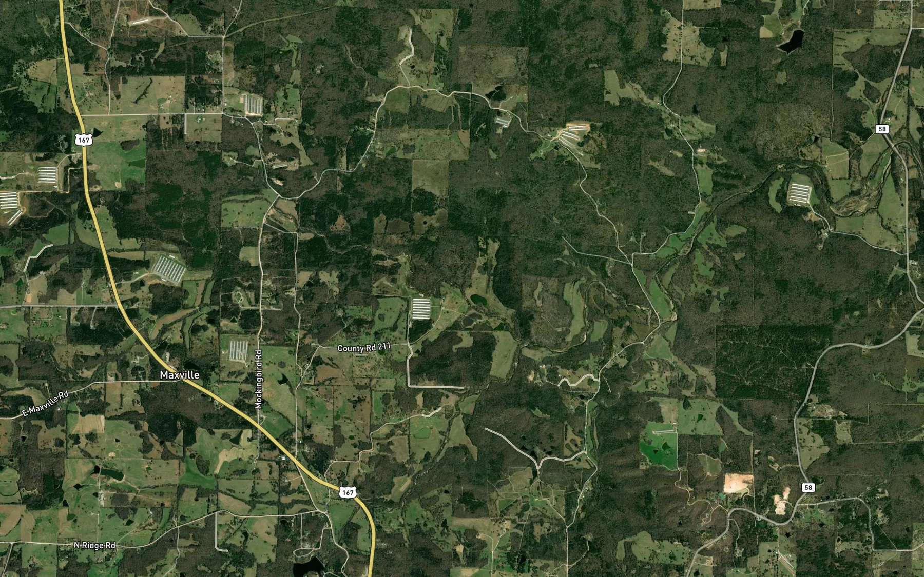 Satellite map of the Dry Branch
