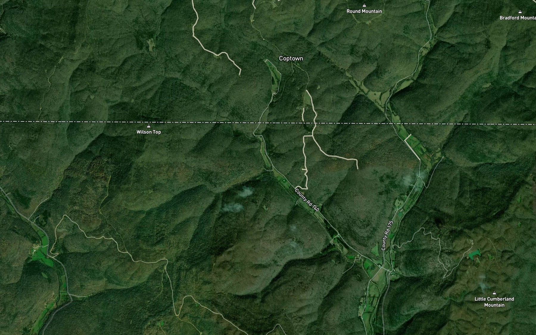 Satellite map of the Suck Branch