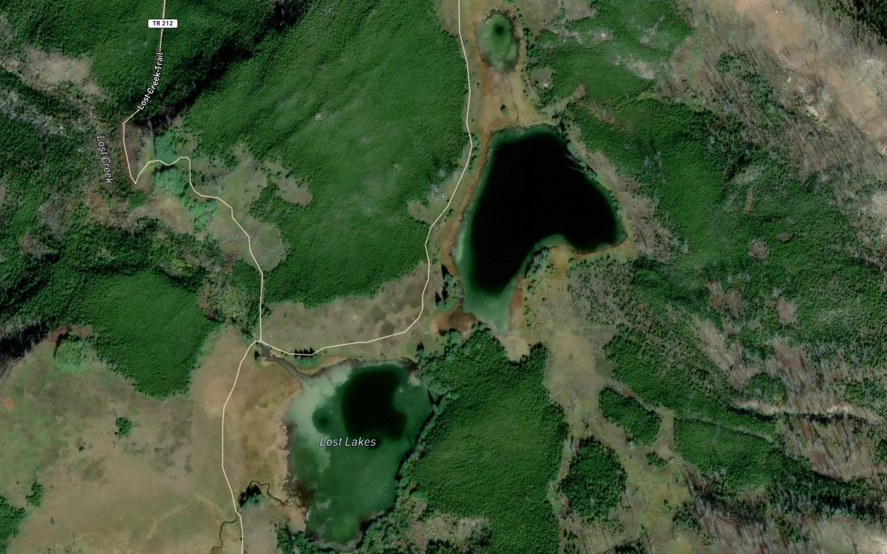 Satellite map of the Lost Lakes