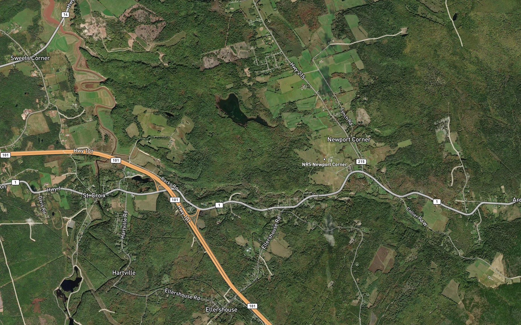 Satellite map of the Bog Brook