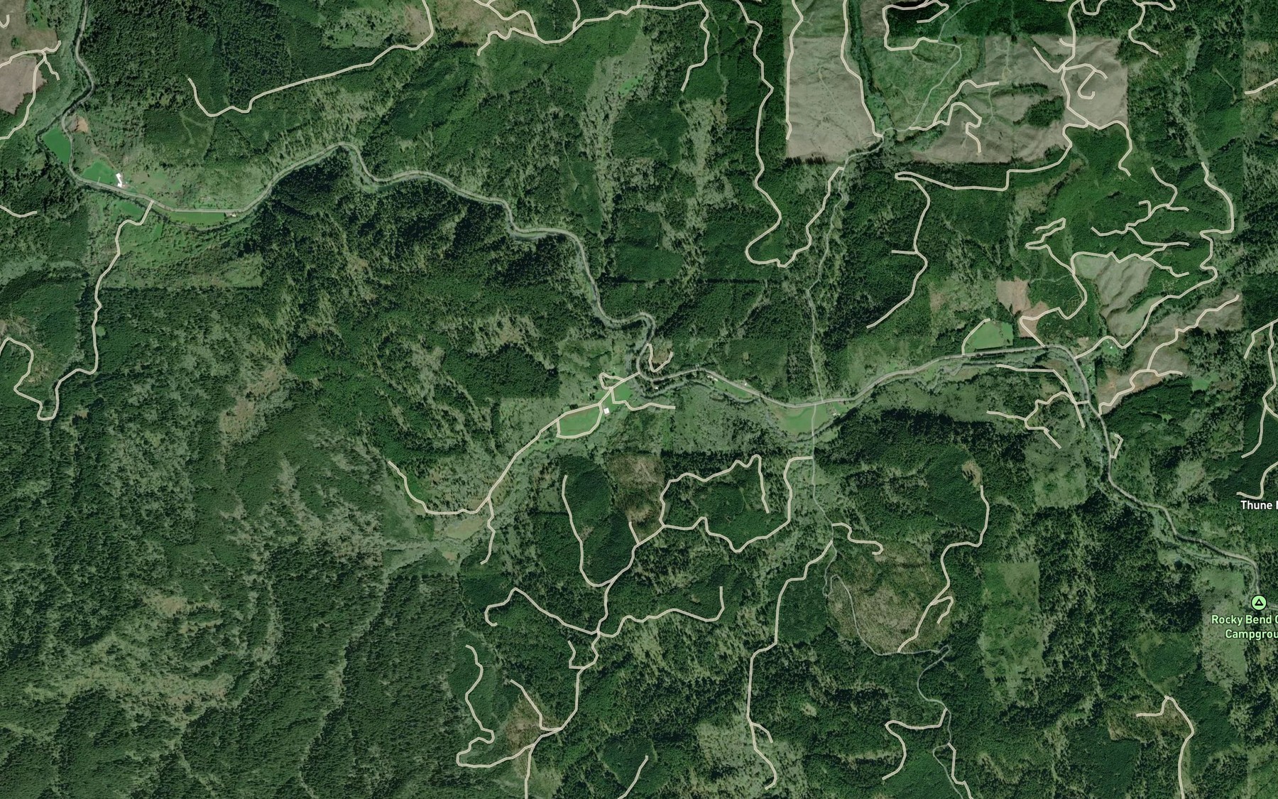 Satellite map of the Powder Creek