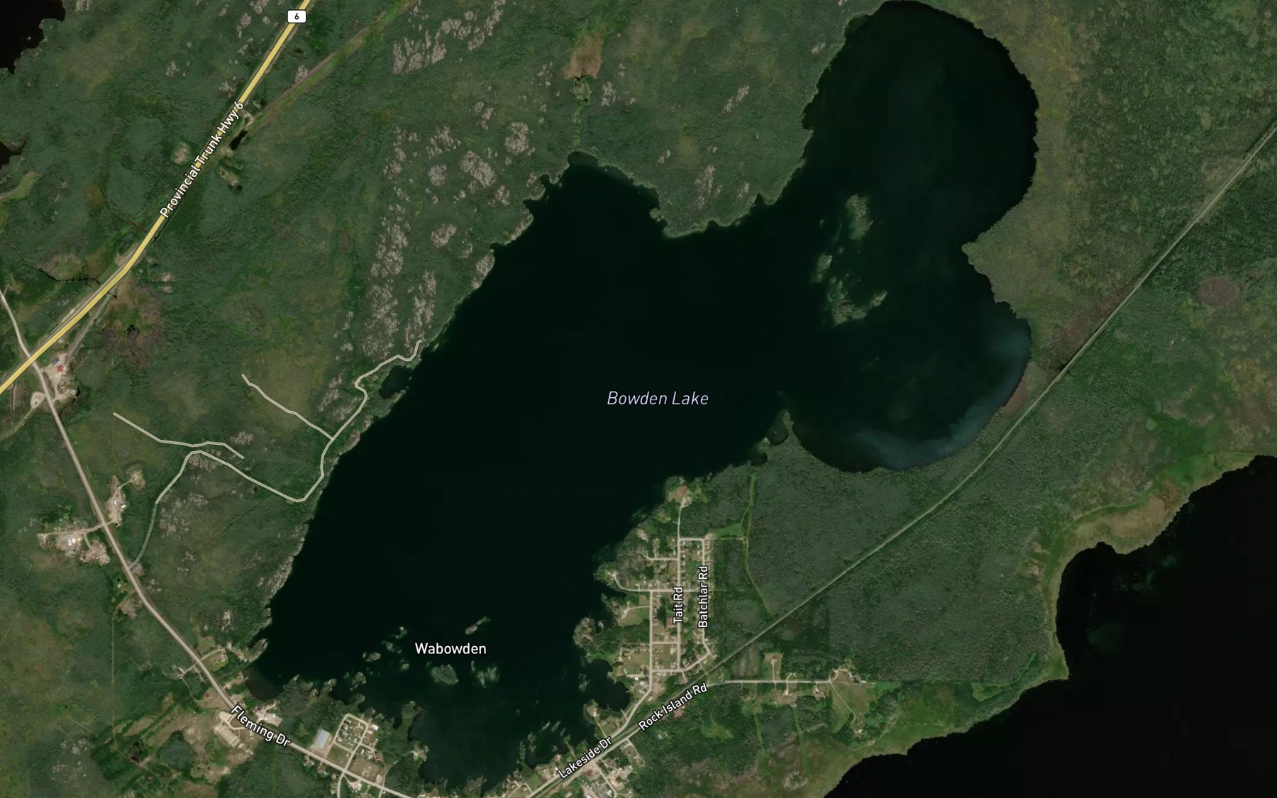 Satellite map of the Bowden Lake