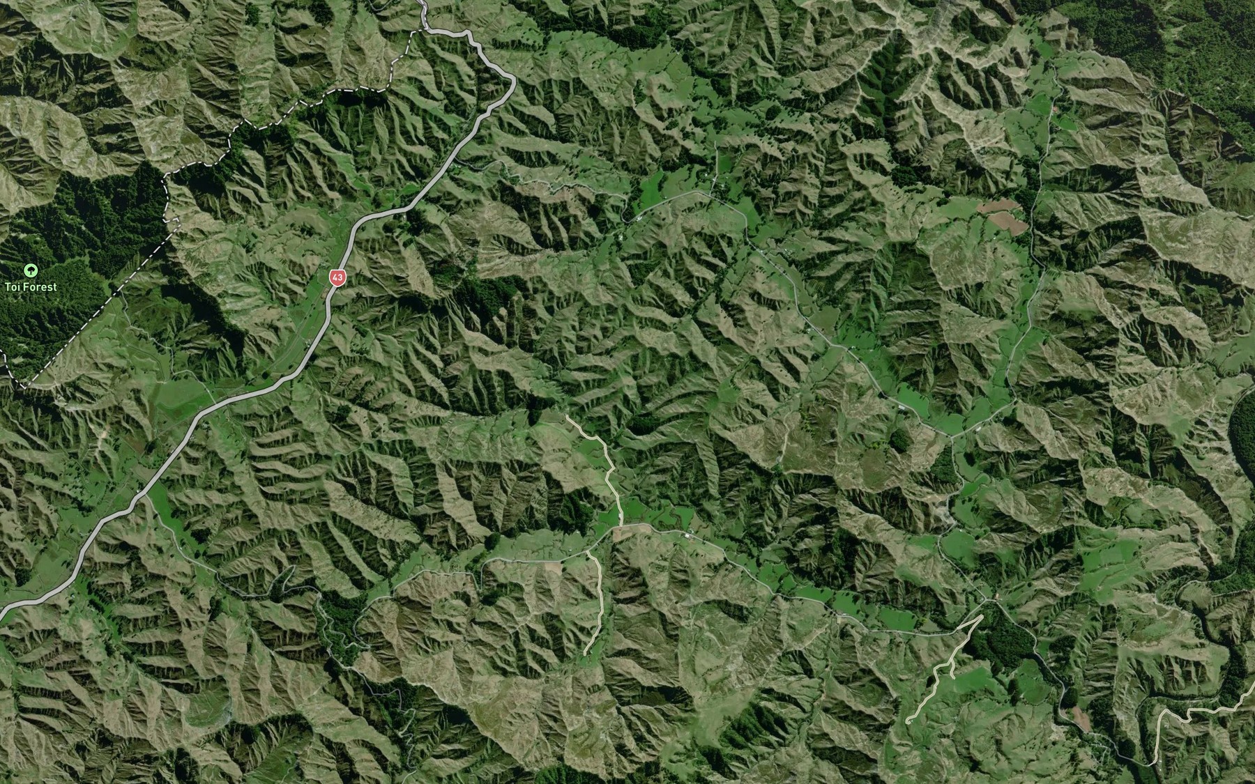 Satellite map of the Kohuratahi Stream