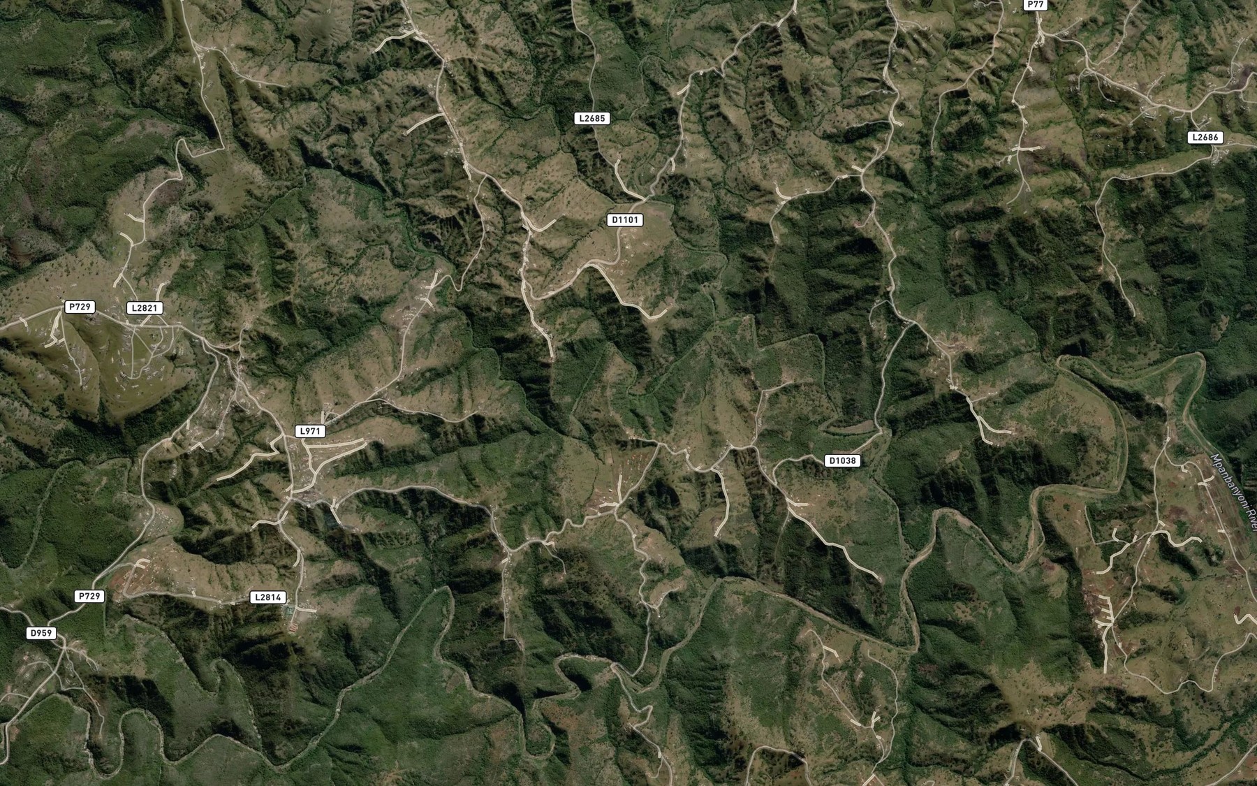 Satellite map of the Mfolozi