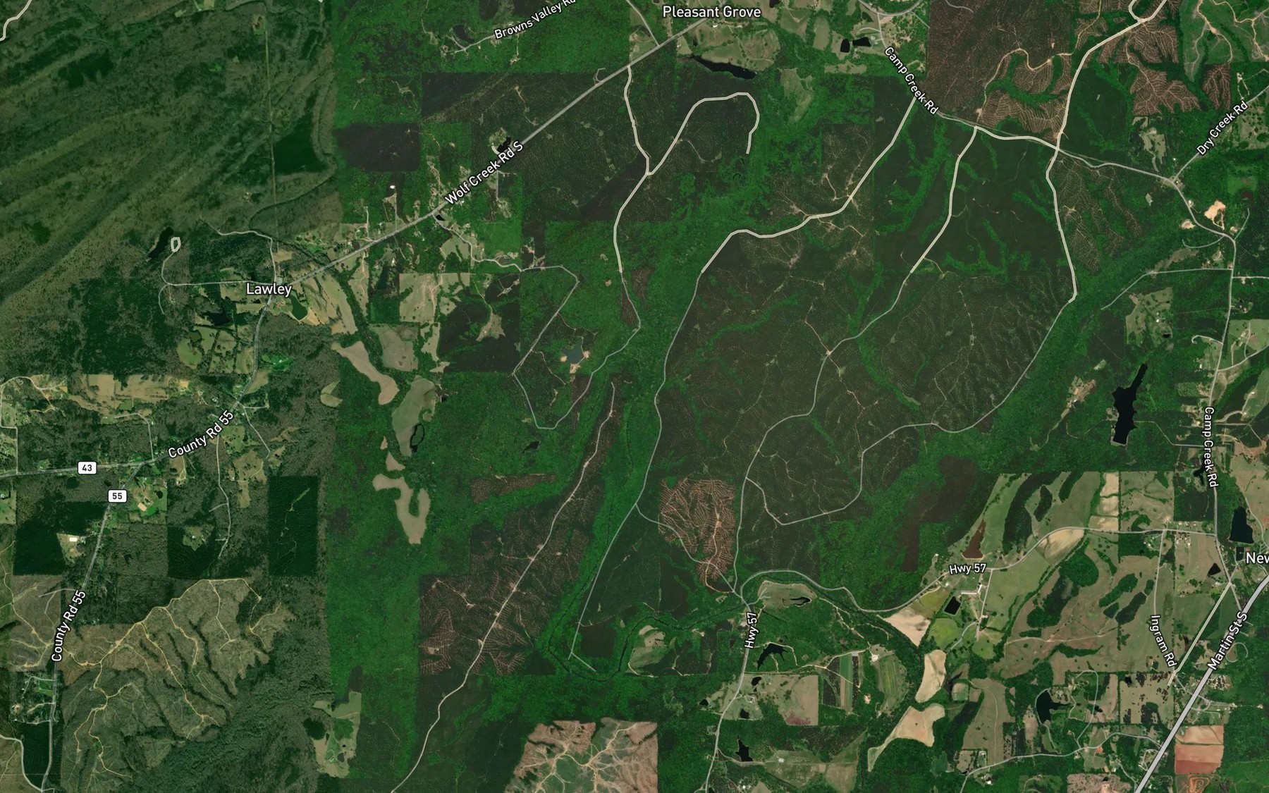 Satellite map of the Wolf Creek