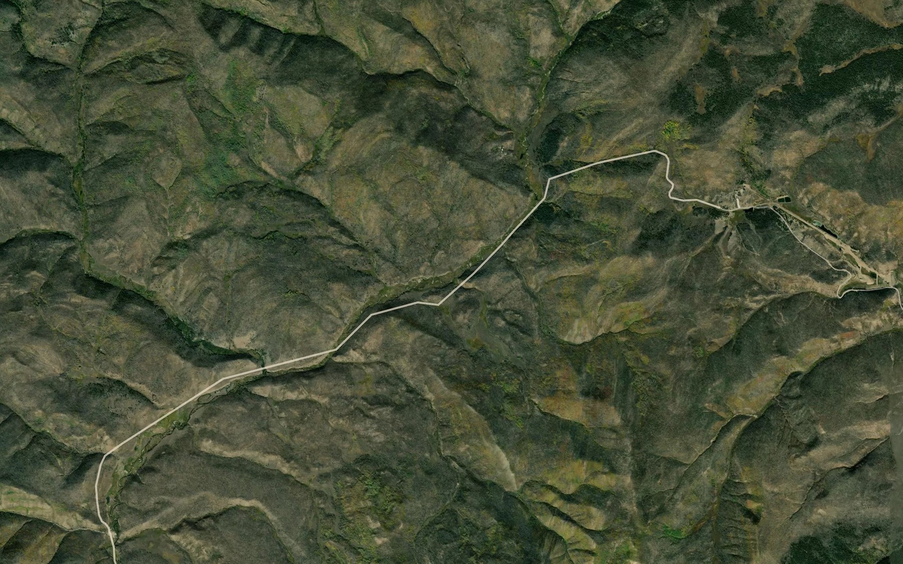 Satellite map of the Paradise Creek