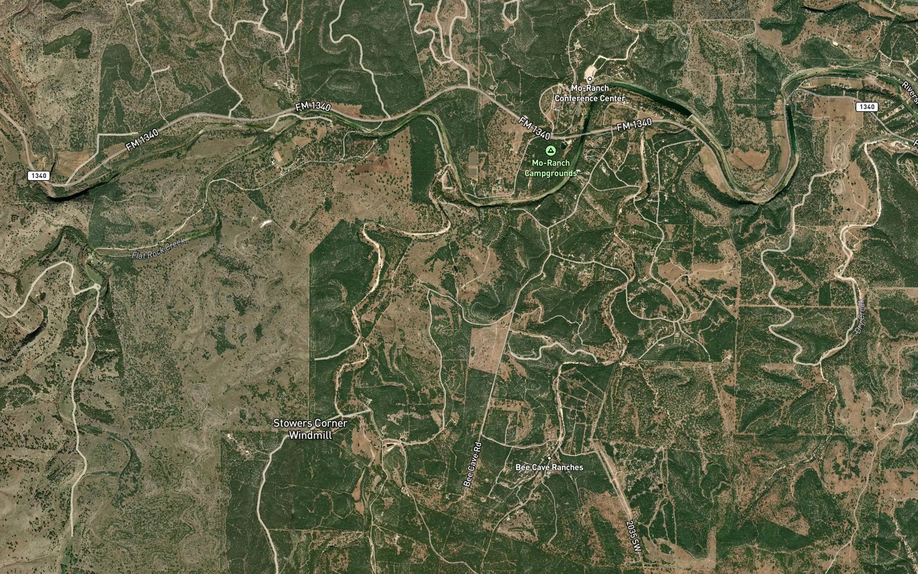 Satellite map of the Cherry Spring