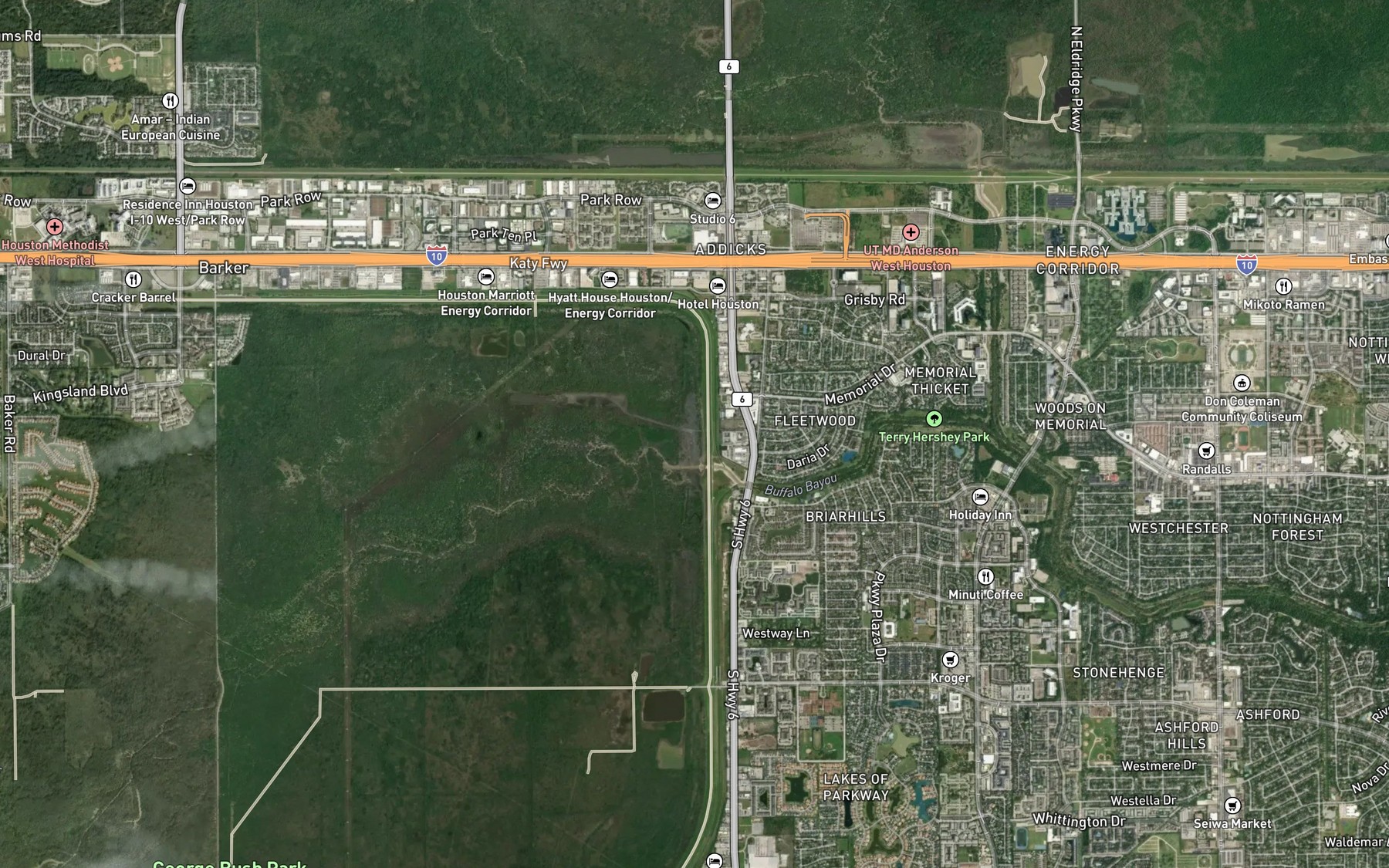 Satellite map of the Barker Reservoir