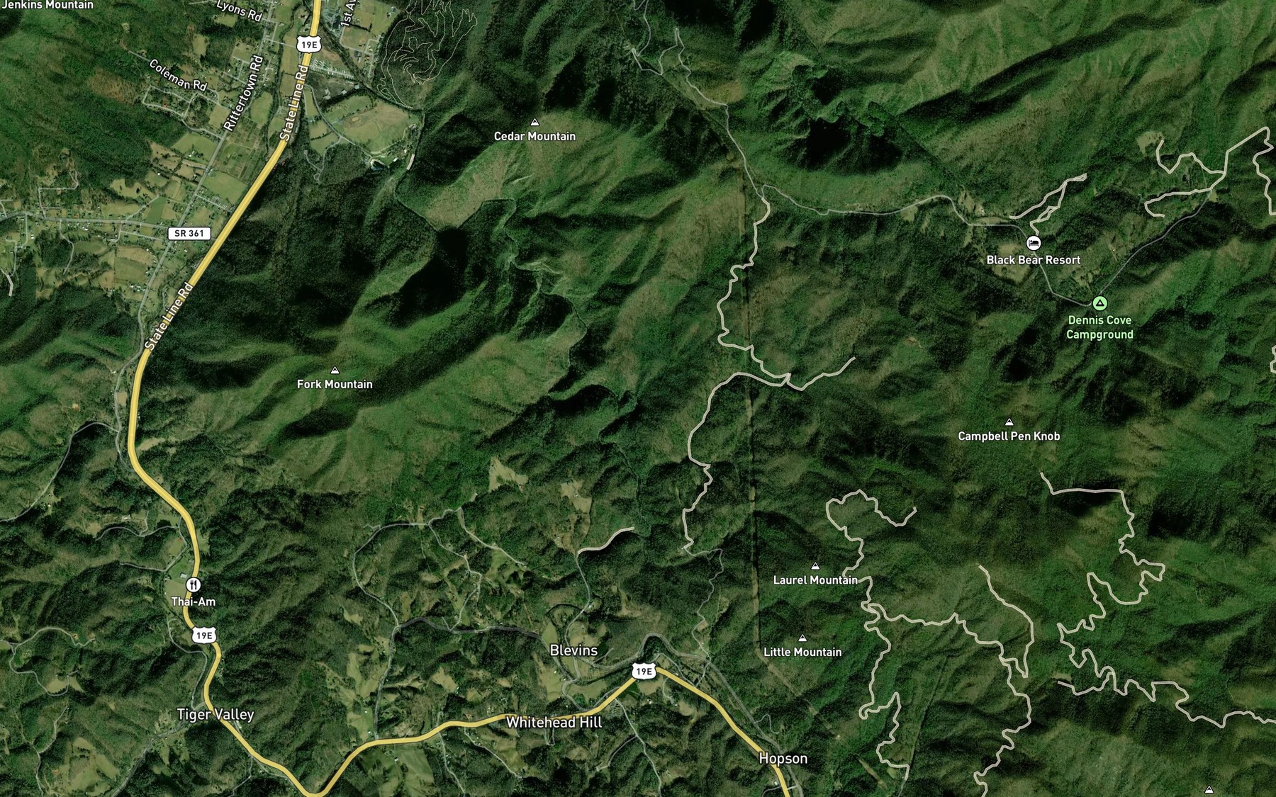 Satellite map of the Cedar Branch