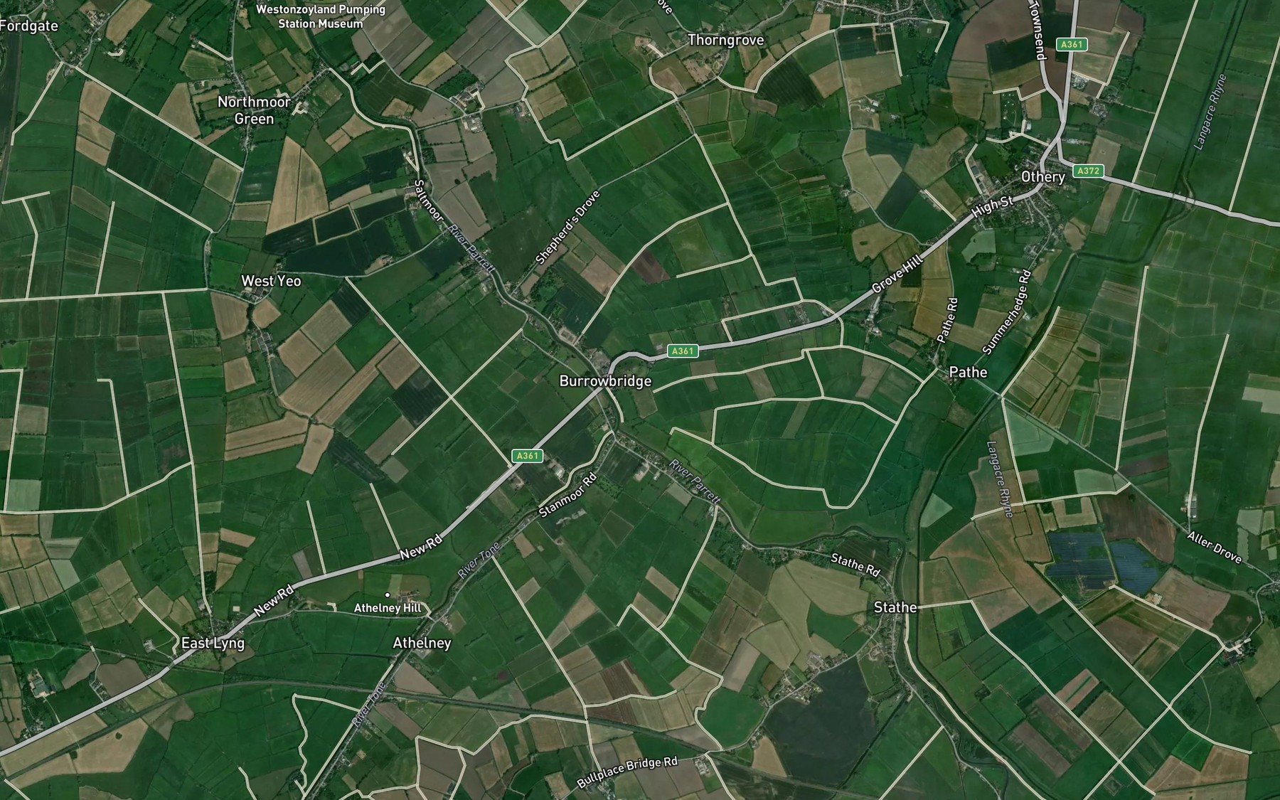Satellite map of the River Tone