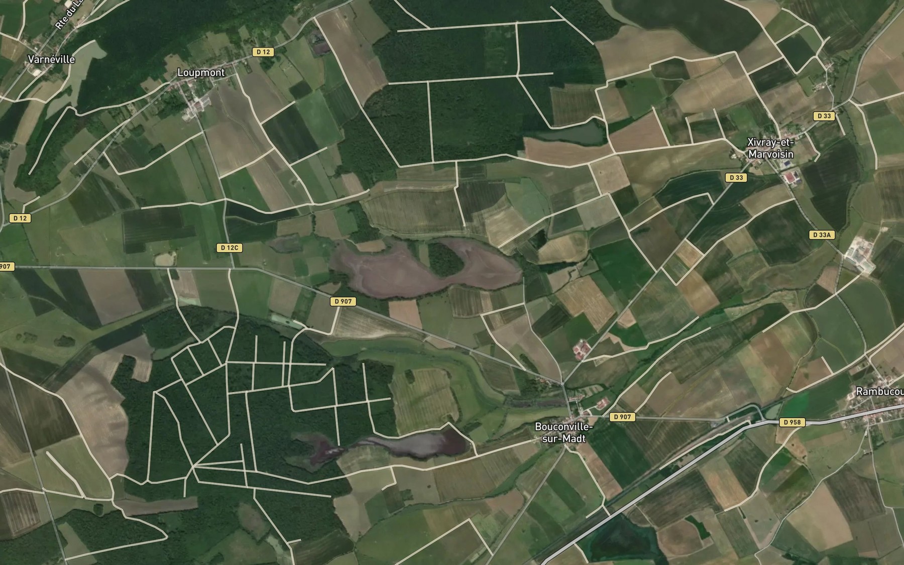 Satellite map of the Etang de Vargevaux