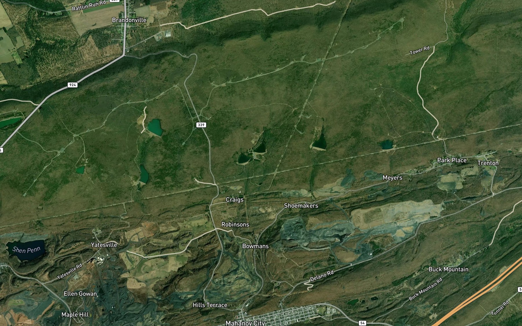 Satellite map of the Number Three Reservoir