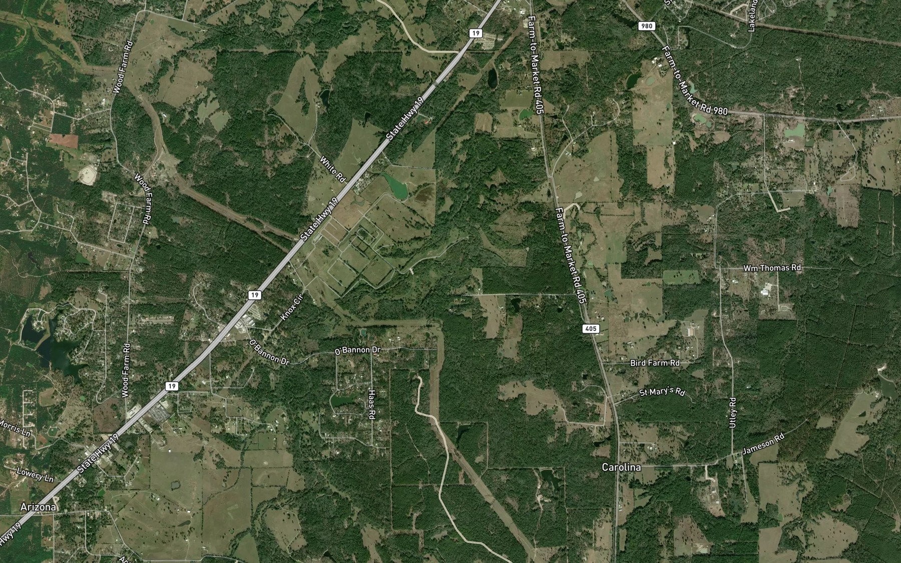 Satellite map of the Red Oak Creek
