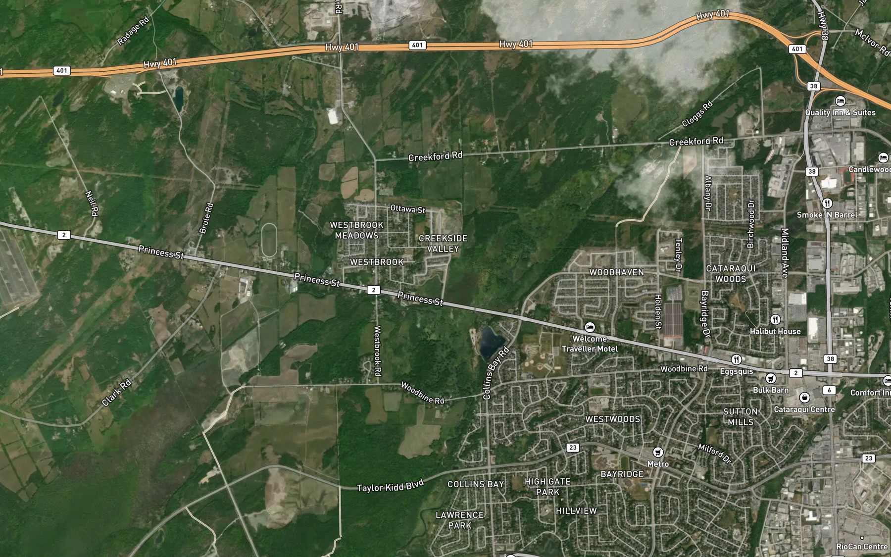 Satellite map of the Glenvale Creek