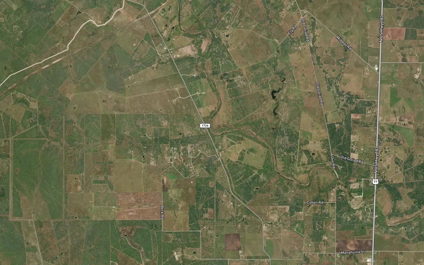 Satellite map of the Mud Creek