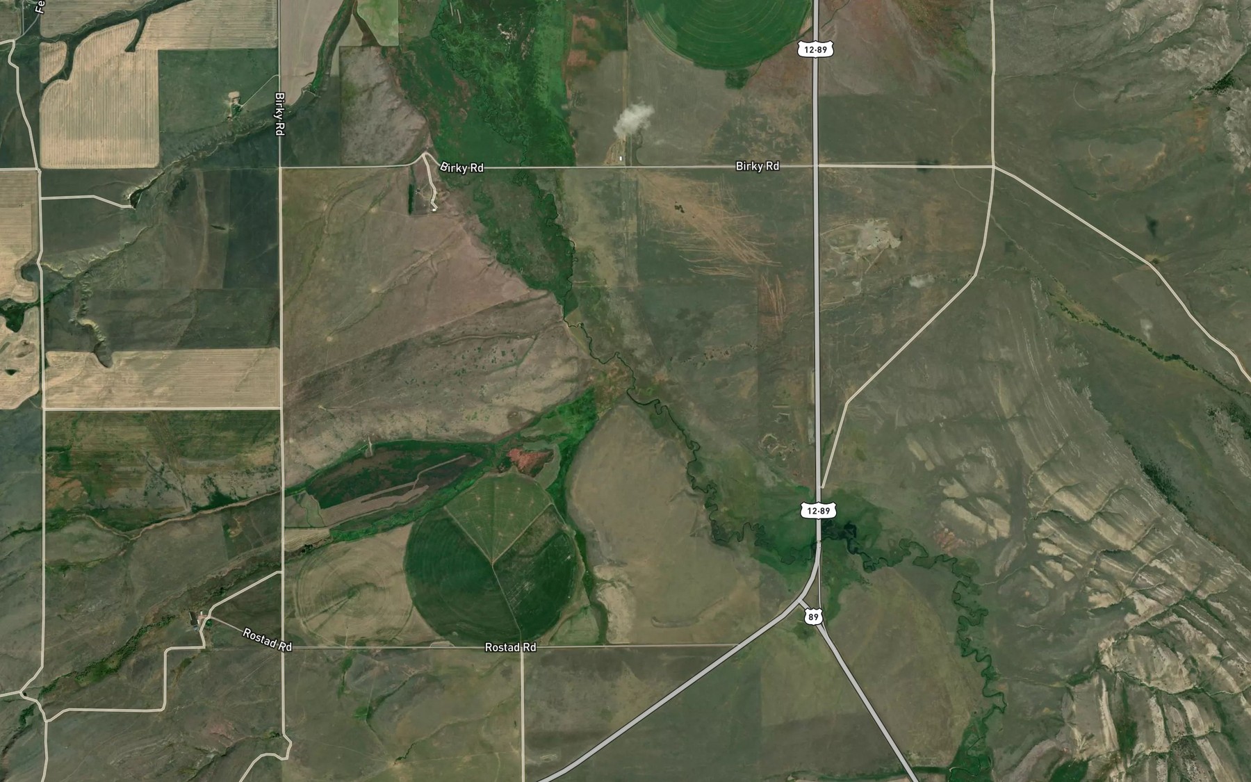 Satellite map of the Hussey Creek