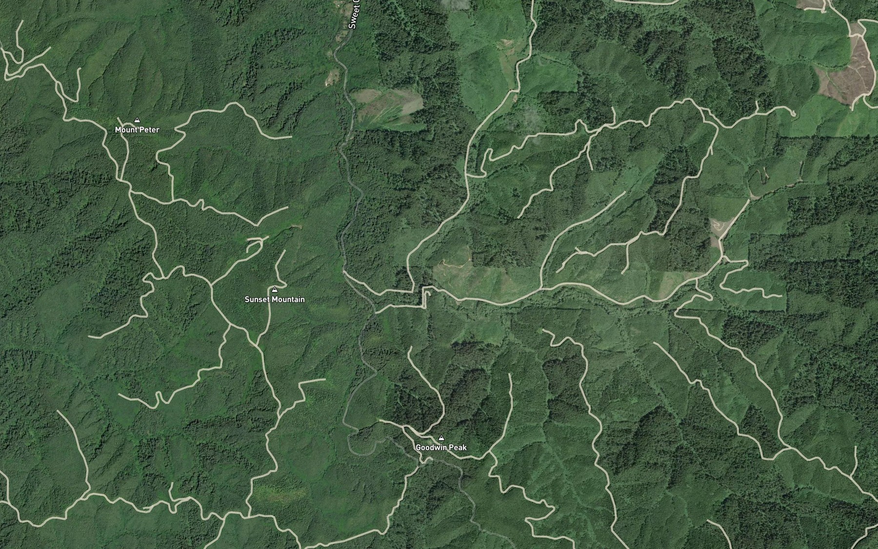 Satellite map of the Beaver Creek