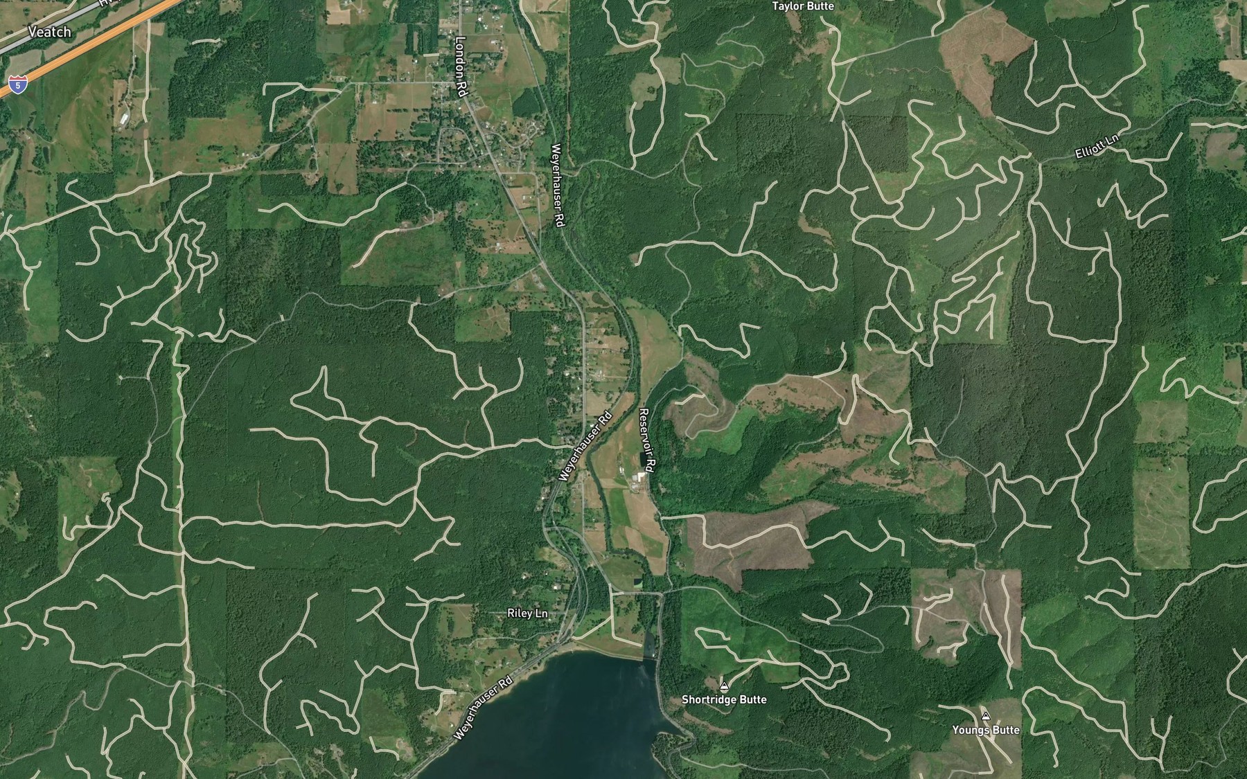 Satellite map of the Elkhorn Creek