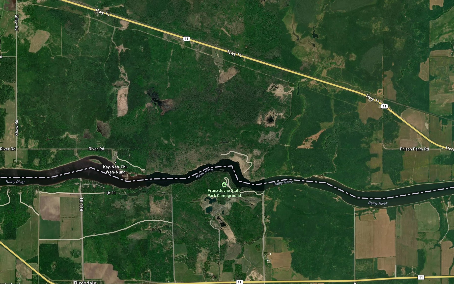 Satellite map of the Long Sault Rapids