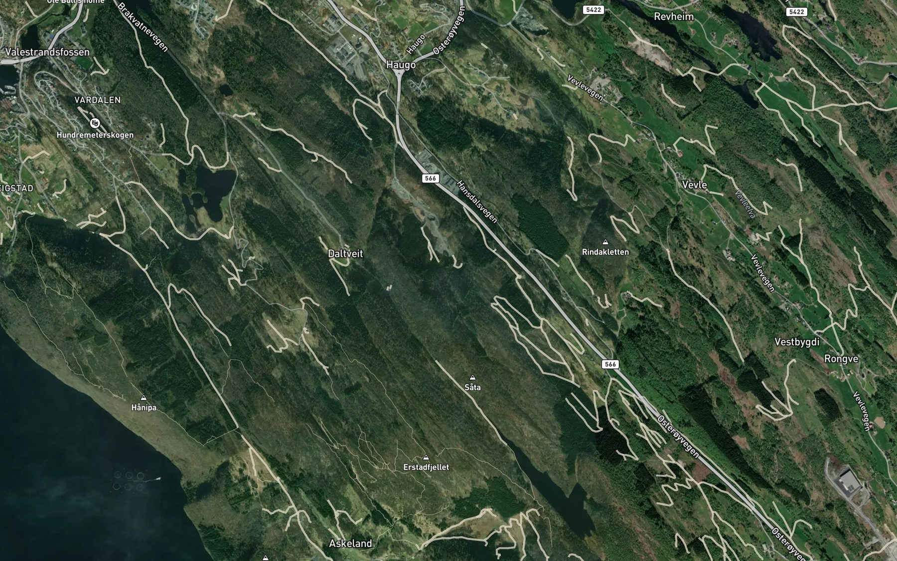 Satellite map of the Skeisedalsbekken