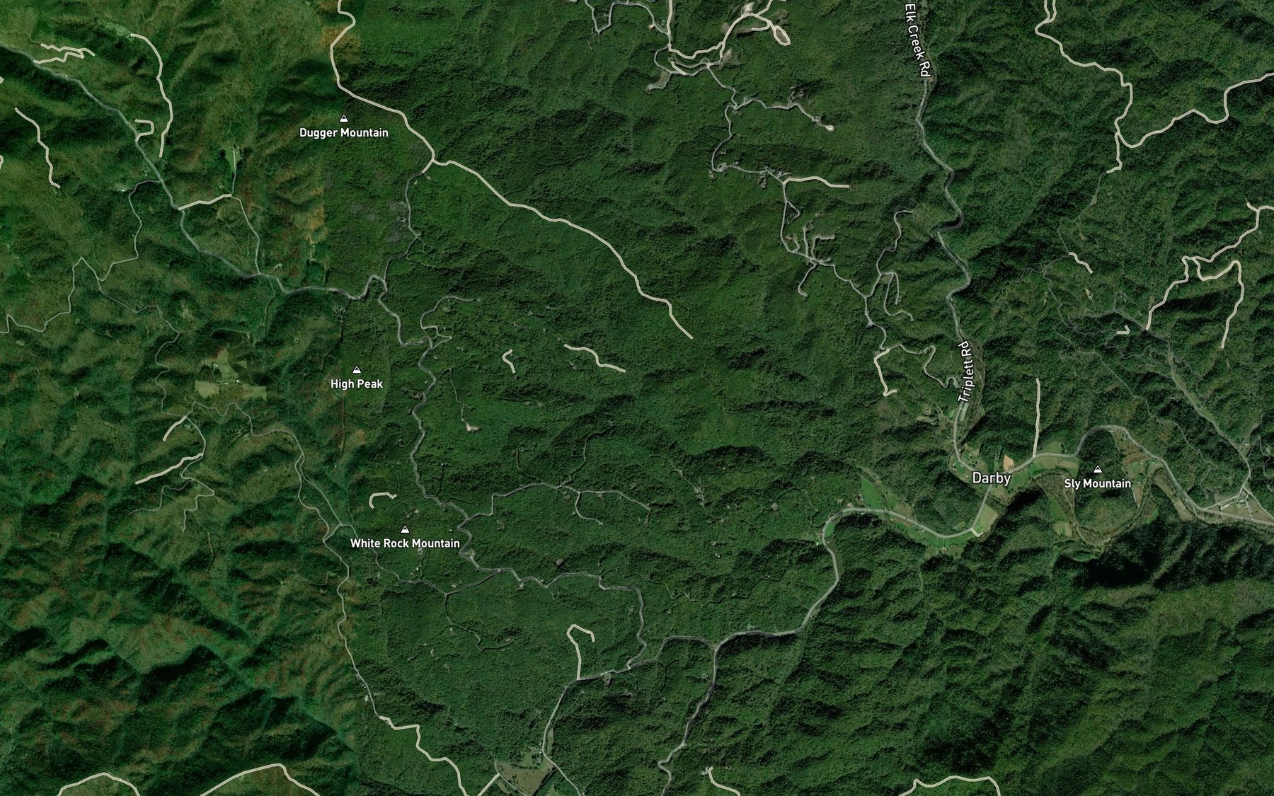 Satellite map of the Old House Branch