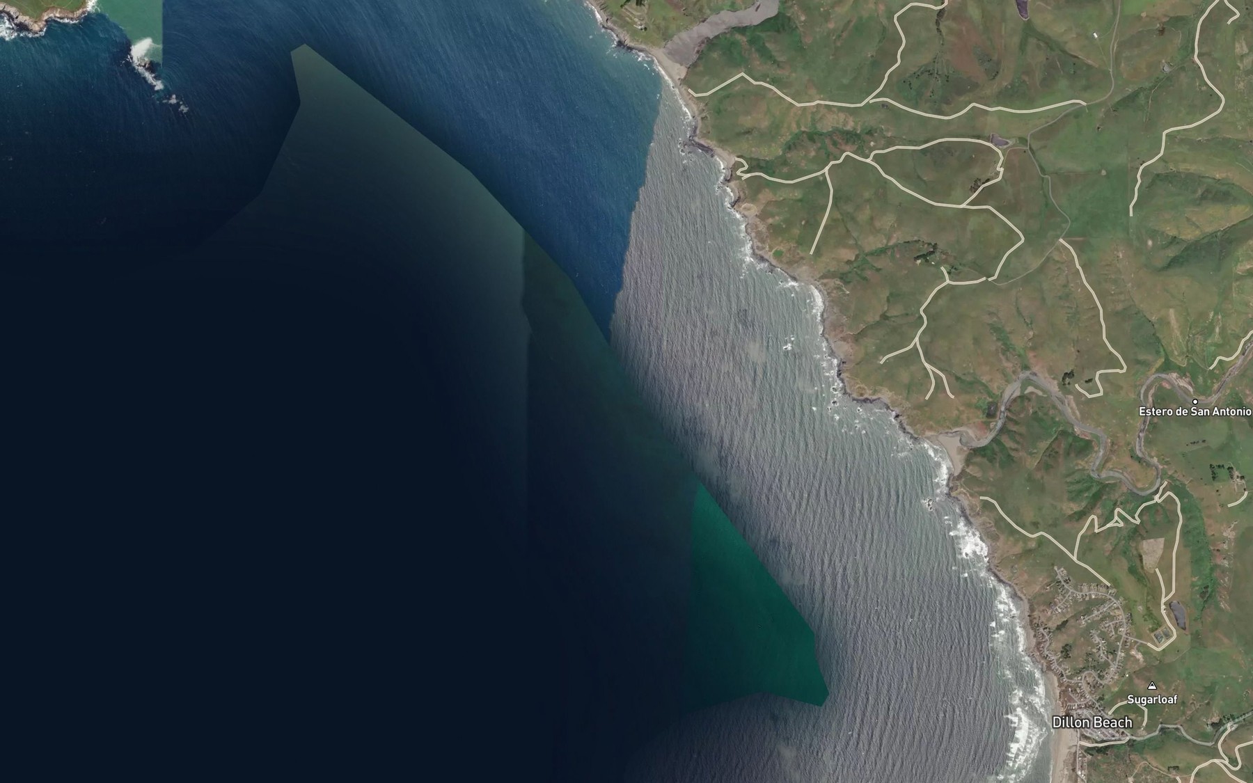 Satellite map of the Bodega Bay
