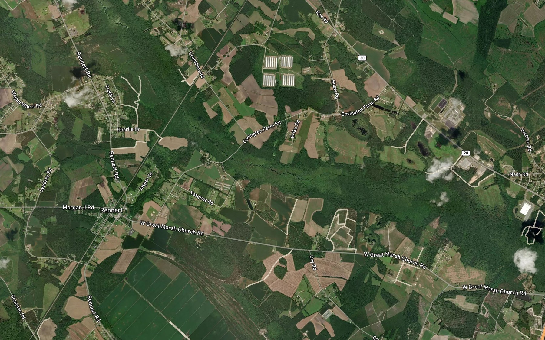 Satellite map of the Mirey Branch