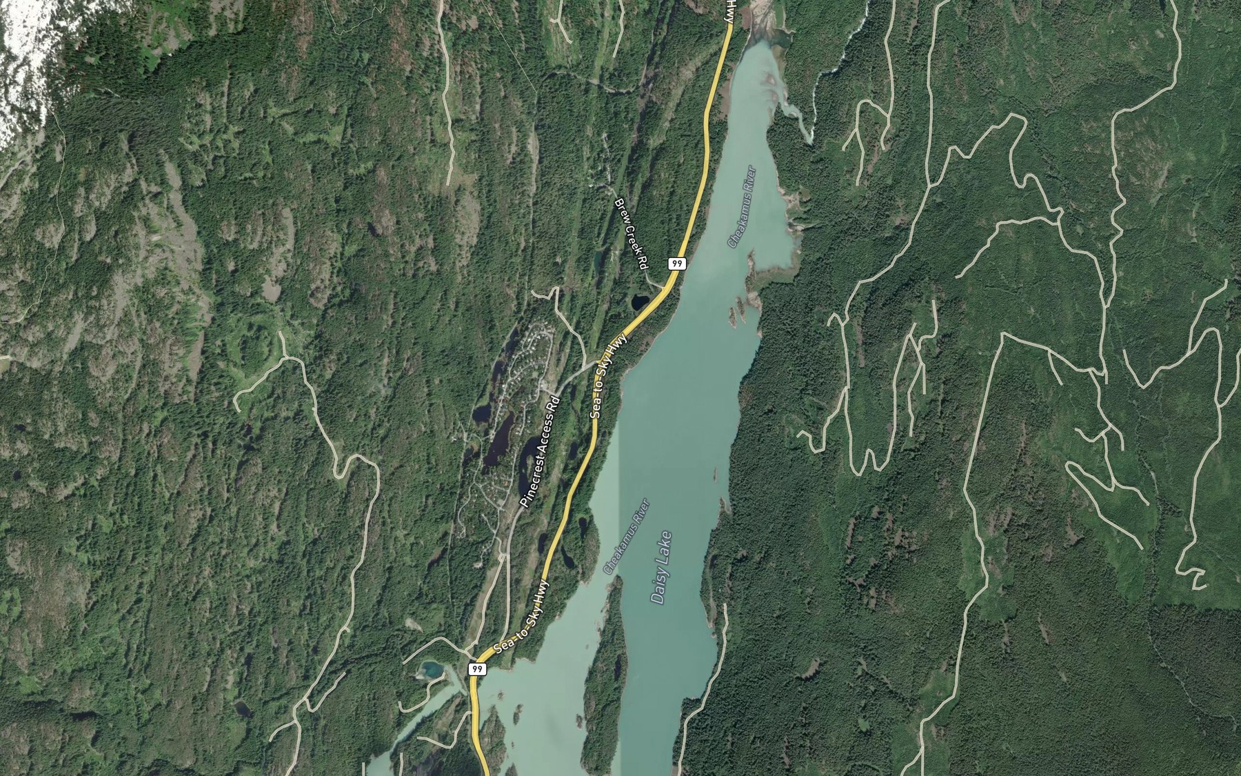 Satellite map of the Brew Creek