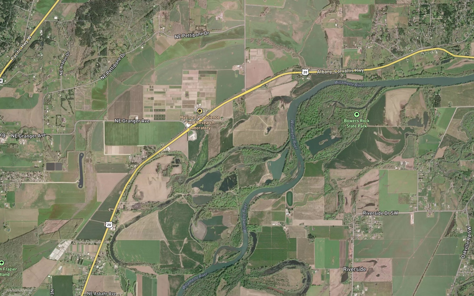 Satellite map of the Kiger Cutoff