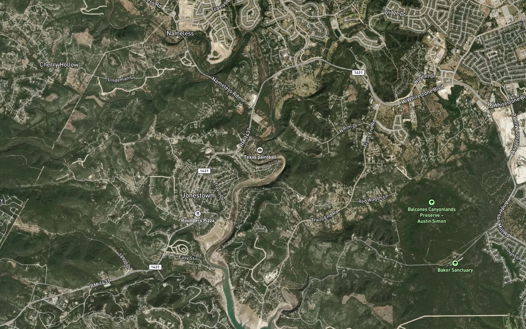 Satellite map of the Big Sandy Creek