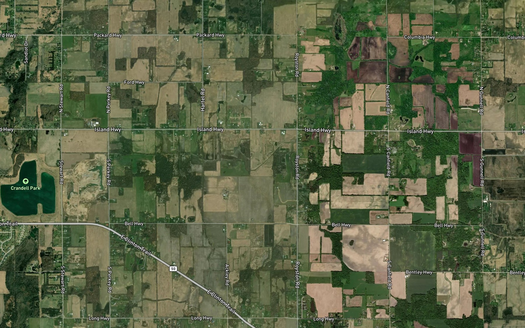 Satellite map of the Milbourn Allen and Crane Drain