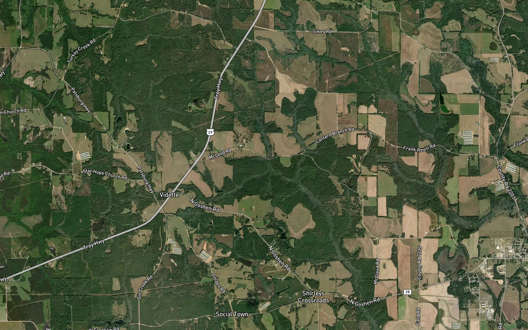 Satellite map of the Patterson Branch
