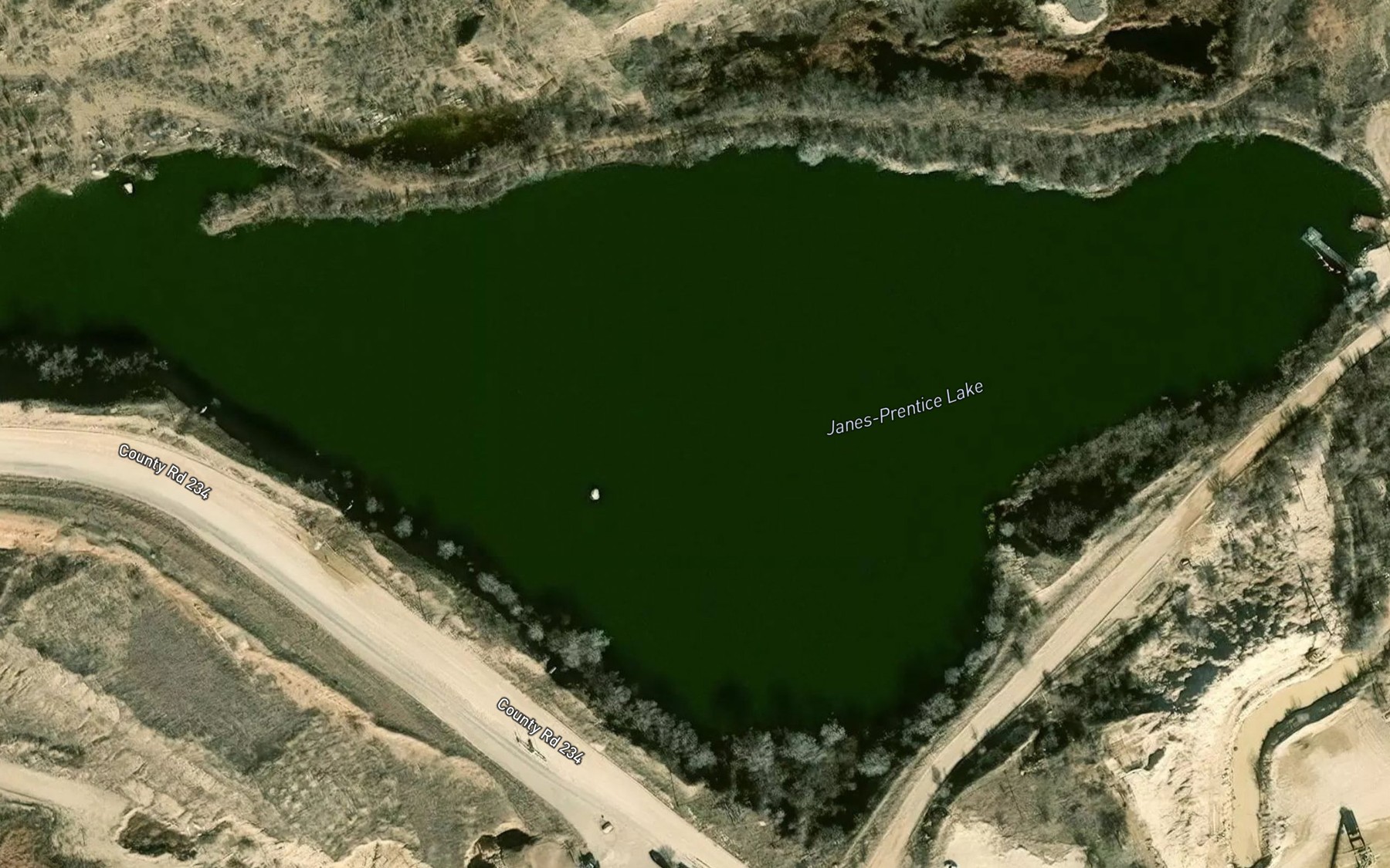 Satellite map of the Janes-Prentice Lake