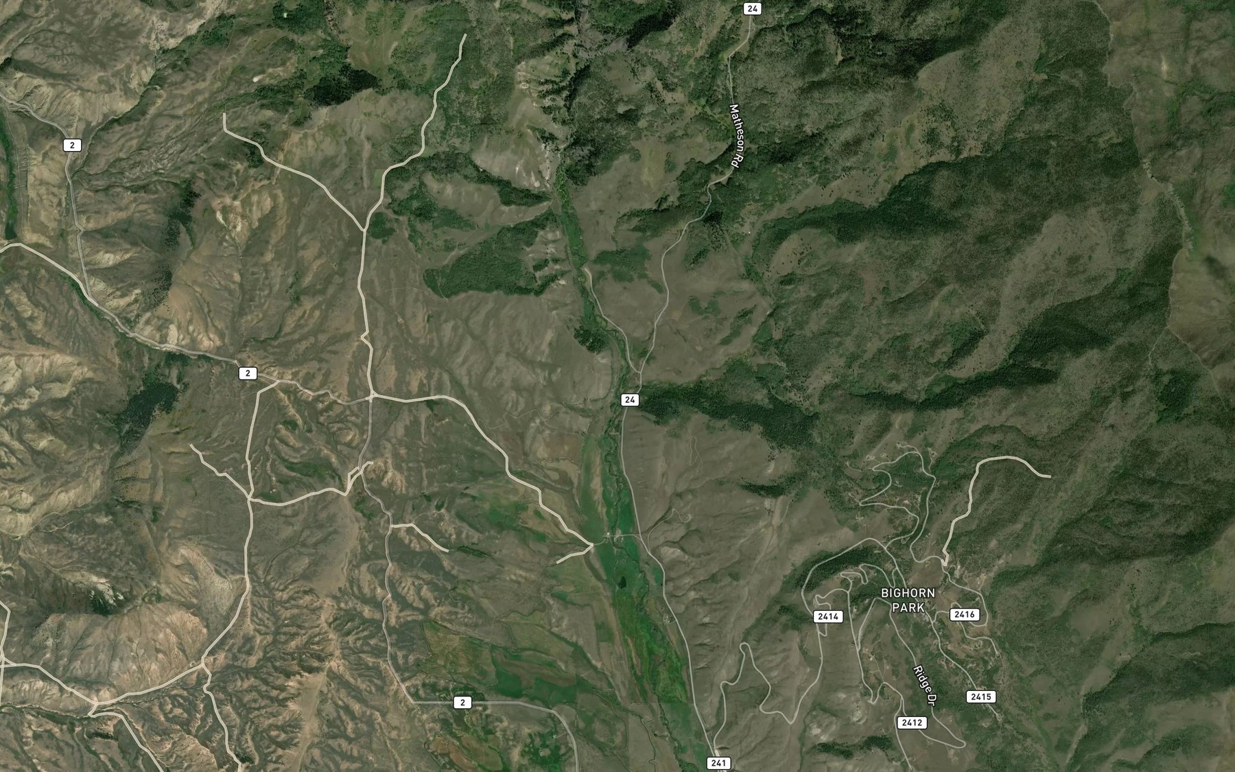 Satellite map of the Round Creek