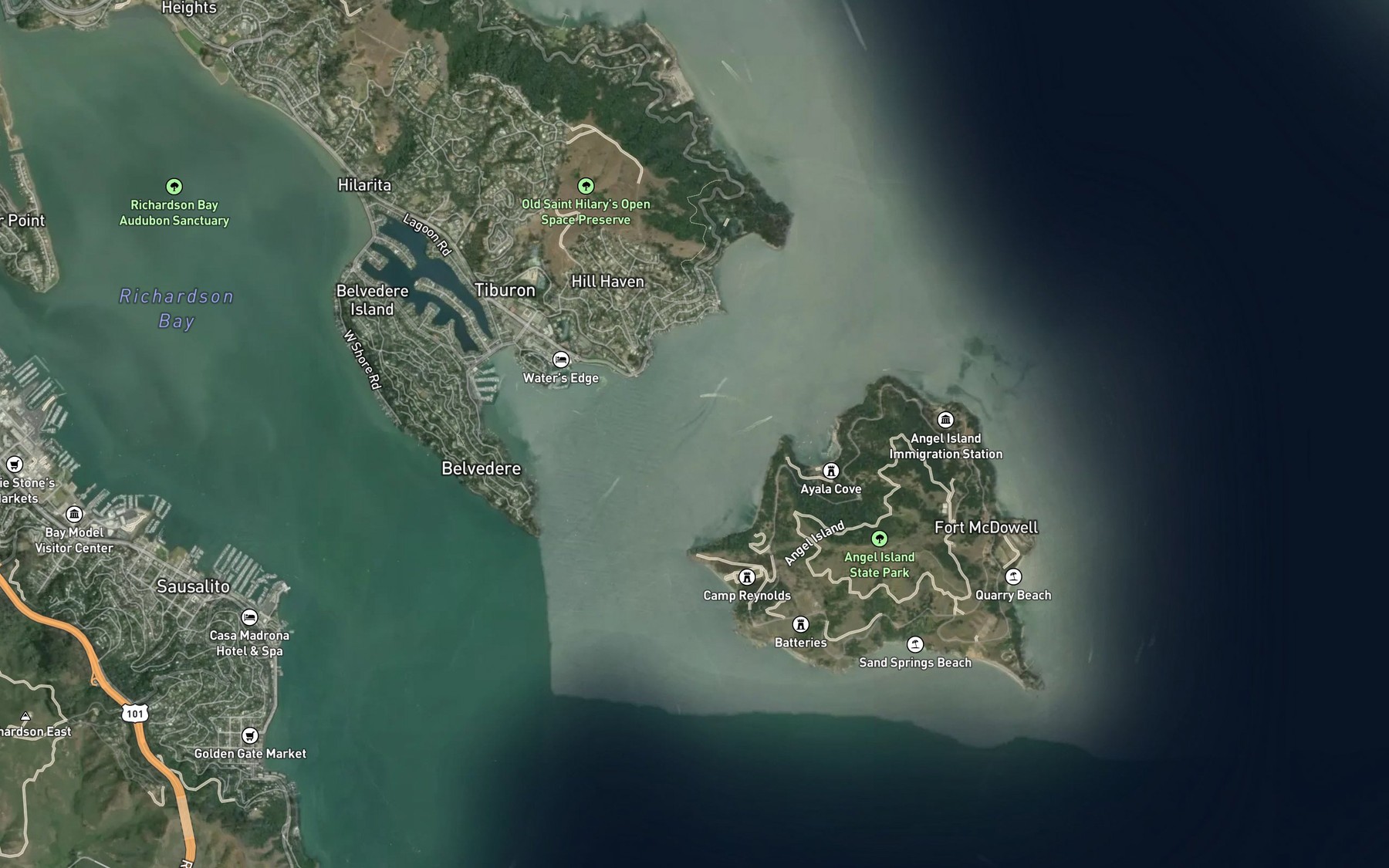 Satellite map of the Raccoon Strait