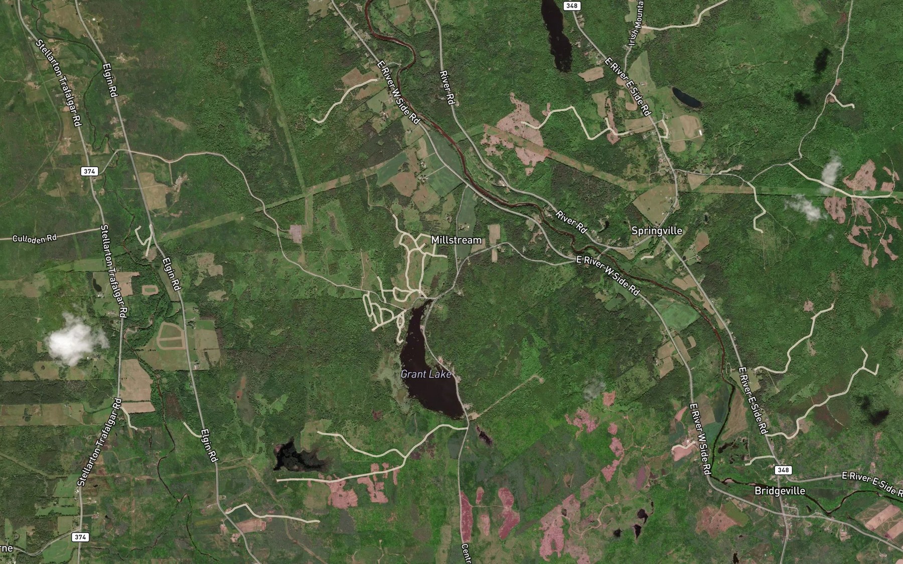 Satellite map of the Millstream Brook