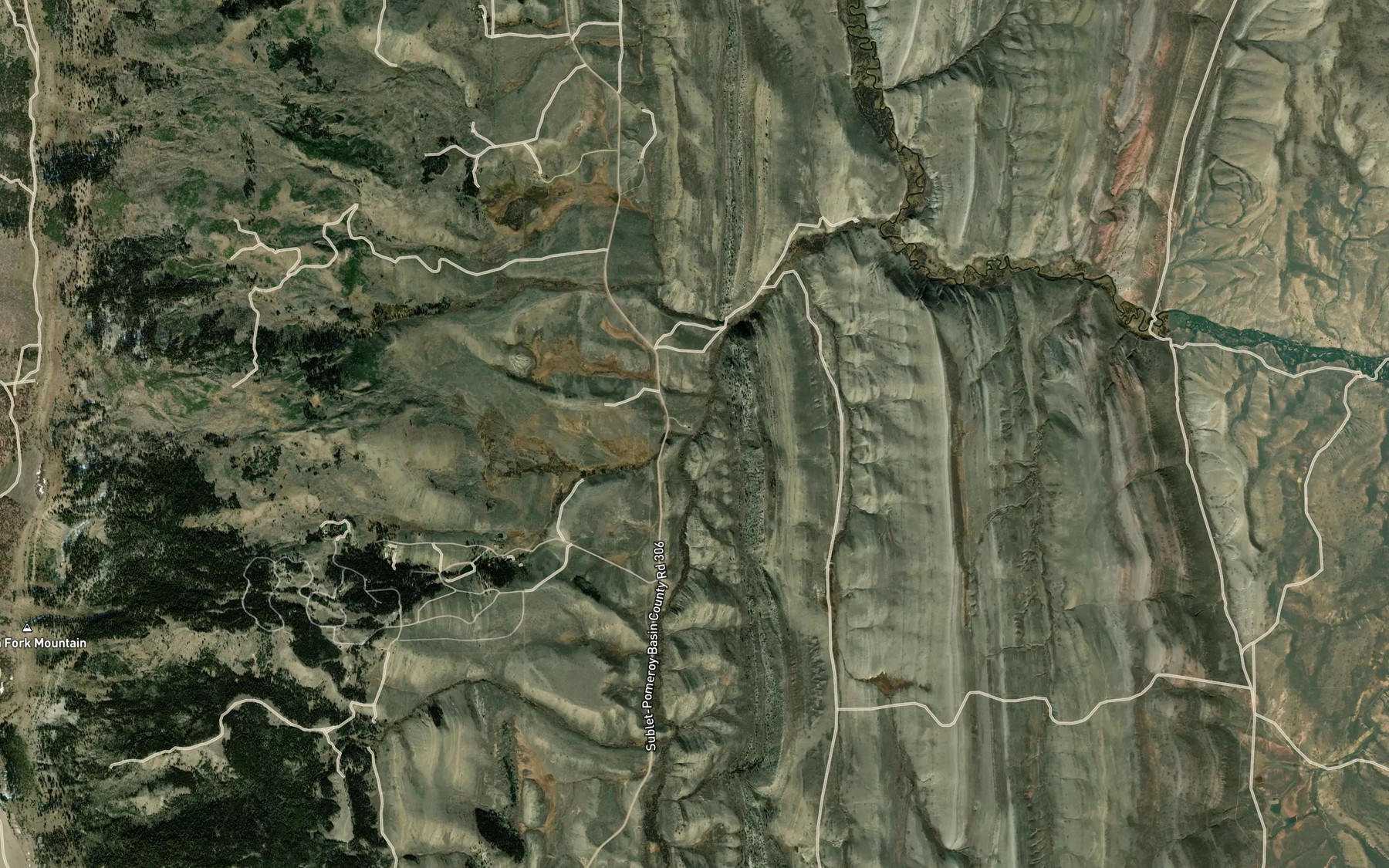 Satellite map of the North Fork Roney Creek